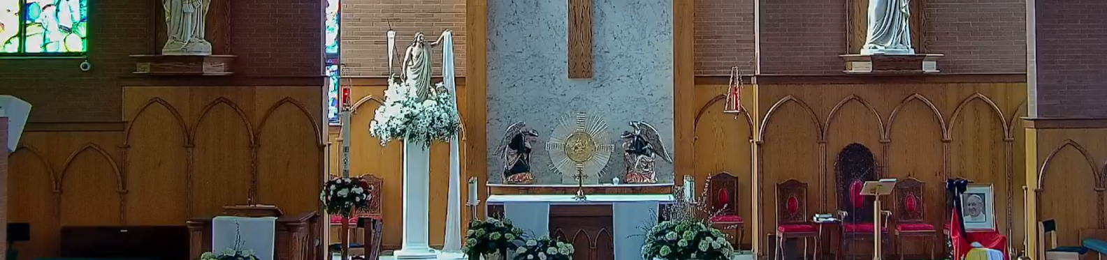 SFX Altar with image of Pope Francis April 29, 2025