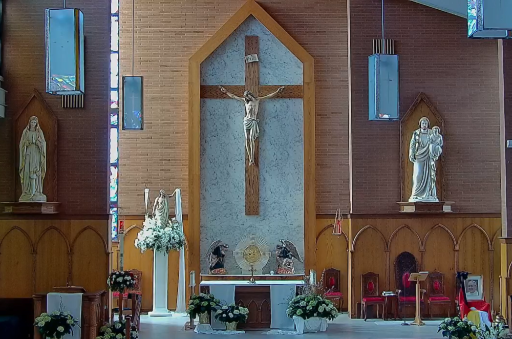 SFX Altar with Image of Pope Francis April 29. 2025