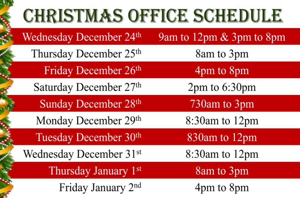 SFX Christmas Office Schedule 2025 2026